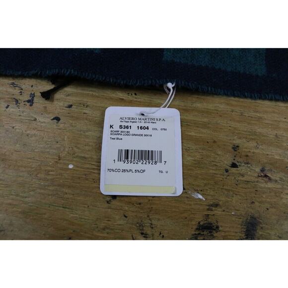 New Alviero Martini 1a Classe Scarf Sciarpa Logo Teal Blue Italy - Picture 8 of 8